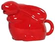Stoneware Pottery Red Rabbit Creamer 5"Lx3.25"H, 4oz Set of 2