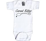 Rebel Ink Baby Infants' Cereal Killer Short Sleeve Snapsuit Onesies,White,M