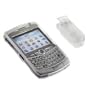 BLACK BERRY 8300 CURVE Crystal Clear Hard Plastic Snap-On Protective Faceplate Carrying Case With Removable Belt Clip