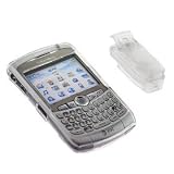 BLACK BERRY 8300 CURVE Crystal Clear Hard Plastic Snap-On Protective Faceplate Carrying Case With Removable Belt Clip