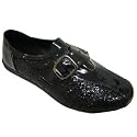 Black Glitter Stud Flat Comfort Pumps Trainers Shoes