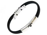 Horoscope Zodiac Signs Aries Bracelet. Stainless Steel Aries on Super Black Silicon Band Jelly Bracelet