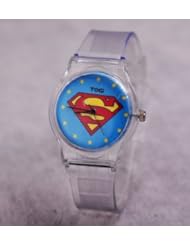 Hot Sale Superman fashion table PVC Wrist Watch Face Cartoon Lady/Women Watch