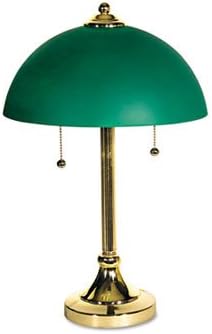 Ledu L9030 Taylor Incandescent Desk Lamp, Brass-Plated Base, Green Glass Shade, 19 Inches