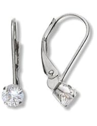 April 10 Karat White Gold Genuine 0.60tcw. 4mm White Topaz Leverback Earrings for Girls