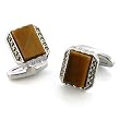 Rhodium Brass with Topaz Synthetic Tiger Eye Cufflink, Weight: 13.40gm