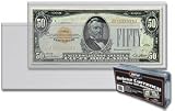 BCW 6.5 x 3 - Deluxe Currency Holder - Regular Bill (Dollar) Semi-Rigid Holder - (Pack of 50) - Currency and Coin Collecting Supplies