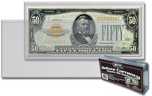 BCW 6.5 x 3 - Deluxe Currency Holder - Regular Bill (Dollar) Semi-Rigid Holder - (Pack of 50) - Currency and Coin Collecting Supplies