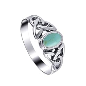 7 MM Turquoise .925 Sterling Silver Celtic Knot Band Ring