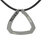 Sterling Silver Triangular Commitment Border You & Me Pendant w. Leather Chain Necklace (20")