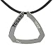 Sterling Silver Triangular Commitment Border You & Me Pendant w. Leather Chain Necklace (20")