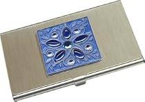 Blue Gem Flower Business Card Holder / Case