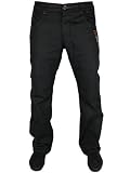 Mens Black ENZO EZ133 Designer Branded Regular Fit Jeans Size W34 L30