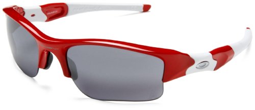 Oakley Men's Flak Jacket XLJ Los Angeles Angels Sunglasses,Red and White Frame/Black Lens,one size