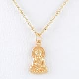 Small Sitting Young Buddha Pendant or Charm in Vermeil on a 16 Gold Filled Saturn Chain, #8302