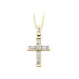 14K Yellow Gold 1 ct. Diamond Cross Pendant with Chain