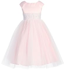 Girls Satin  Flower-Girl Dress/Pageant Dress  With Pearls