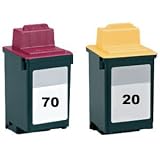 2 Pack (1 Black + 1 Color) No. 20 70 Remanufactured Ink for Lexmark X63 X73 X83 X85 X125 P3150 X4250 X4270 Z42 Z43 Z45 Z45se Z51 Z52 Z53 Z54 Z82