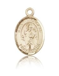 Free Engraving Included Medal-14k Gold St. Saint Nicholas Medal 1/2 x 1/4" 9080KT w/o Chain w/Box Patron Saint of Bakers/Brides/Children