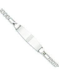 Genuine 14K White Gold 8In Solid Polished Figaro Link Id Bracelet 8 Inches 100% Satisfaction Guaranteed.
