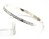Image of Sterling Silver Diamond Cut Expanding 150-180mm Bangle Presented by The Olivia Collection