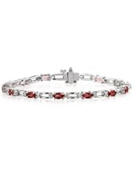 14k White Gold Diamond and Garnet Bracelet