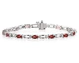 14k White Gold Diamond and Garnet Bracelet
