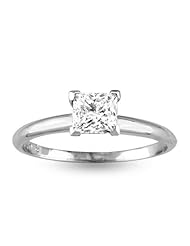 0.75ct Princess Cut Diamond Solitaire Ring 14k Gold H-J SI2-I1 Quality