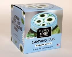 Orchard Road Decorative (Daisy) Canning Preserving Caps, (Lid and ring are one piece caps), Regular Size, For Canning, Gifts, Crafts, Decorating & More! (6 Lids)