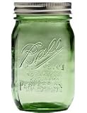 Ball Jar with Lid and Band - Pick Your Size and Color (Green, Regular Mouth Pint - 16 oz.)