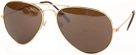 UB Classic Aviator Sunglasses: Gold Frame with Brown Reflective Lens