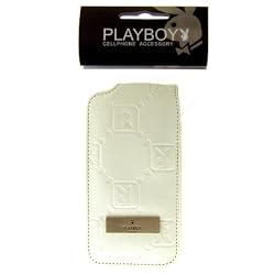 Licensed White Playboy Executive Pouch Compatible with iPhone Includes Hand Strap and Swivel Clip