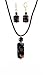 Necklace - N528 - Murano Glass Style Pendant hung on 16" Black Velvety Flock Cord + 2" Extension Chain AND matching Earrings ~ Rectangle Shape