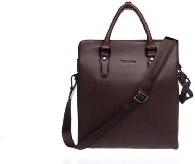 Haagendess Mens Solid Pattern Genuine Leather Zipper Compartment Ipad Case Briefcase Tote Bag