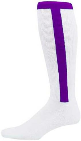 New Twin City TCK 6 Pack Baseball Softball 2n1 Ribbon Stirrup Sock Purple S-L (S)