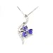 Luxury Solid Sterling 925 Silver Modern Designer Purple Stone Set Flower Pendant & 16