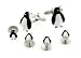 Silver plated and enamel penguin cufflinks and shirt studs formal set with presentation box. Made in the U.S.A