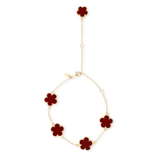 Coral Silver Designer Style Flower Bracelet Or Anklet