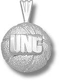 North Carolina Tar Heels Solid Sterling Silver ''UNC'' Basketball Pendant