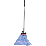 Nine Forty Industrial Strength Premium Looped End Wet Mop Head for Floor Cleaning (Large, 24 Ounce) with Aluminum Extension Handle and Flip Grip Clamp