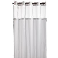 Hookless Mystery Snap-In Peva Liner Fabric Shower Curtain, White