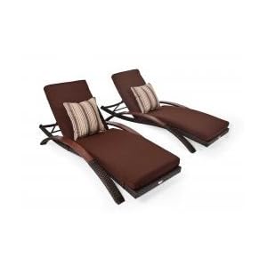 Outdoor Patio Set of 2 Etro ARC Chaise Loungers - Espresso by