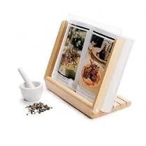 Cookbook Stand-Alder Wood-Acrylic Splash Guard (Alder) (11"h x 12.5"w x 6"d)