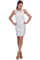 Round Neck Lace Applique Polyester Sleeveless Midi Dress 