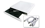External Super Slim White USB CD-ROM For ASUS Eee PC Seashell 1005PE-MU17-WT, 1001P-PU17-WT, 1005HA- MU17-WT, 1001P-MU17-WT, Toshiba Mini NB305-N410WH, NB205-N325WH 10.1-Inch Frost White Netbook, Acer AOD250-1604, Gateway LT2120u, Sony VAIO VPC-W211AX/W 10-Inch Netbook