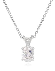 Sterling Silver Swarovski Zirconia 1.5 ct Oval Solitaire Pendant