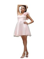 Cocktail Short Charmeuse One Shoulder Bridesmaid Dress 