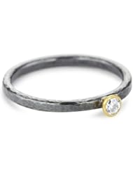 GURHAN "Skittle" Silver with High Karat Gold Accents Diamond Ring, Size 7