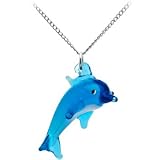 Blue Glass Dolphin Necklace