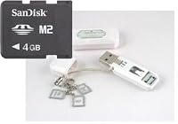 Sandisk 4GB M2 Memory Stick Micro (SDMSM2-4096) & BlueProton USB 2.0 Card Reader Writer